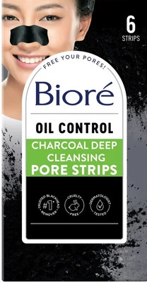 Tiras de poros de control de aceite Bioré para eliminación de espinillas tiras de limpieza profunda para nariz 6 Foto 1 de 2
