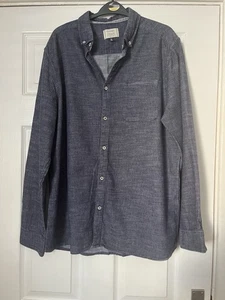 Men's Long Sleeve Navy Button - Up Shirt Size L From George - Picture 1 of 4