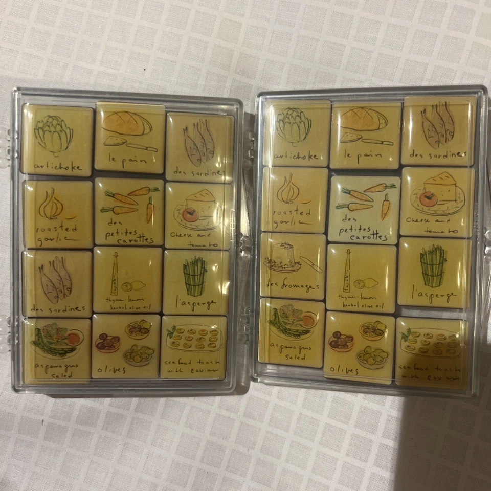 Juego de dos imanes temáticos de comida para fiesta de jardín Hallmark (12 en cada estuche) ver imagen Foto 1 de 4