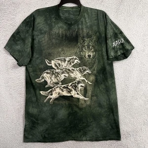 The Mountain Shirt Uomo 2XL Verde Tie Dye Wolf Pack Alaska Grafica Maglietta Girocollo - Foto 1 di 21