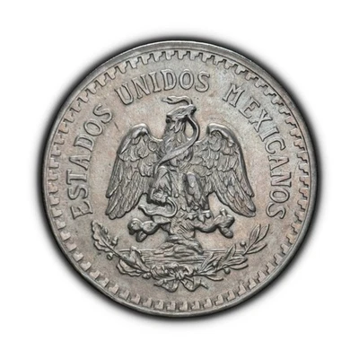 MEXICO. 1919, 1 Peso, Silver - Eagle & Snake, Nopal Cactus, Radian Liberty Cap - Image 1 of 3