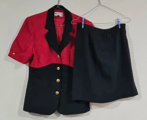 Traje falda vintage Kasper A.S.L para mujer rojo y negro talla 8 - Imagen 1 de 13