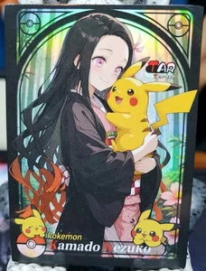 Nezuko Diamond Encrusted Demon Slayer Pokemon Pikachu Kimetsu no Yaiba Karte Rare - Bild 1 von 14