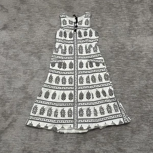 Anthropologie Kleid Damen 16 weiß schwarz ärmellos A-Linie Midi Blumen Reißverschluss hinten - Bild 1 von 10