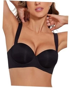 Push Up Bras for Women Support Padded Balconette Add 1 Cup Size Wide 36D Black - Picture 1 of 7