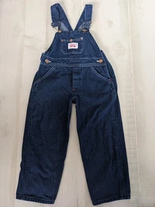 Round House Blue Denim Bib Overalls Kids Size 5 Made In USA Workwear Chores Farm - Picture 1 of 8