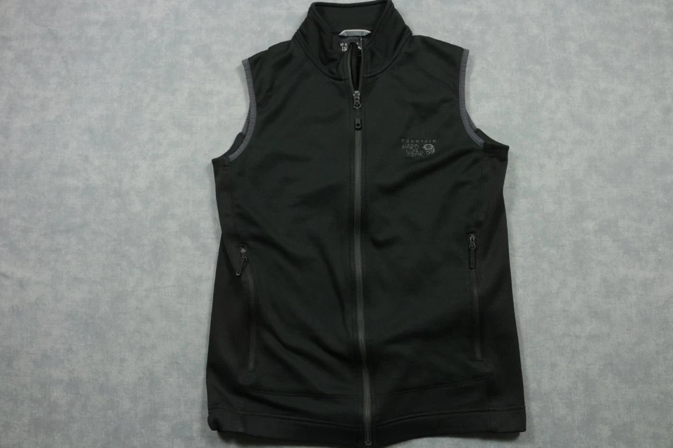 Chaleco Mountain Hard Wear Para Hombre Mediano Negro Vellón Cremallera Completa Sin Mangas Exterior Foto 1 de 4