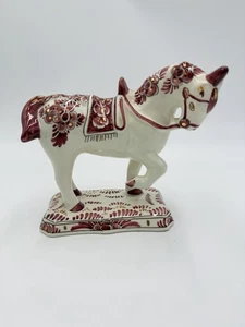 Figura de caballo unicornio cerámica rara Delft Holland ROOD RED VELSEN 809 - Imagen 1 de 11