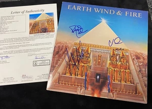 Earth Wind & Fire firmato V.White, P.Bailey, R.Johnson vinile LP JSA certificato con poster - Foto 1 di 4