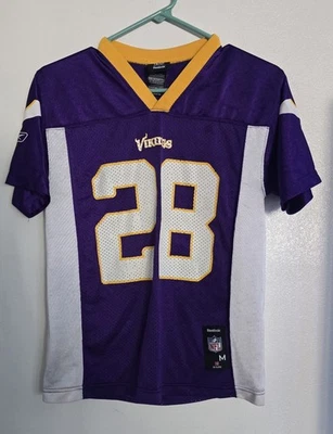 Camiseta Reebok # 28 Adrian Peterson NFL Minnesota Vikings Juvenil M 10 - 12 Foto 1 de 3