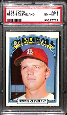 1972 TOPPS #375 REGGIE CLEVELAND PSA 8 NM-MT 90597772  - Image 1 of 3