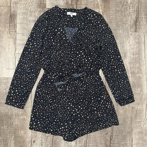 Likely Star Print Long Sleeve Romper Size 4 Cutout Tie Front Button Up Party - Picture 1 of 11