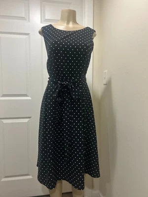 Elle Black With White Polka Dots Fit & Flare Sleeveless Dress Women’s Size XXL - Image 1 of 4