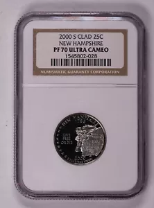 2000-S New Hampshire Clad Quarter NGC PF70 Ultra Cameo ***RARE ORIGINAL COIN*** - Picture 1 of 4