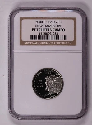 2000-S New Hampshire Clad Quarter NGC PF70 Ultra Cameo ***RARE ORIGINAL COIN*** - Image 1 of 4