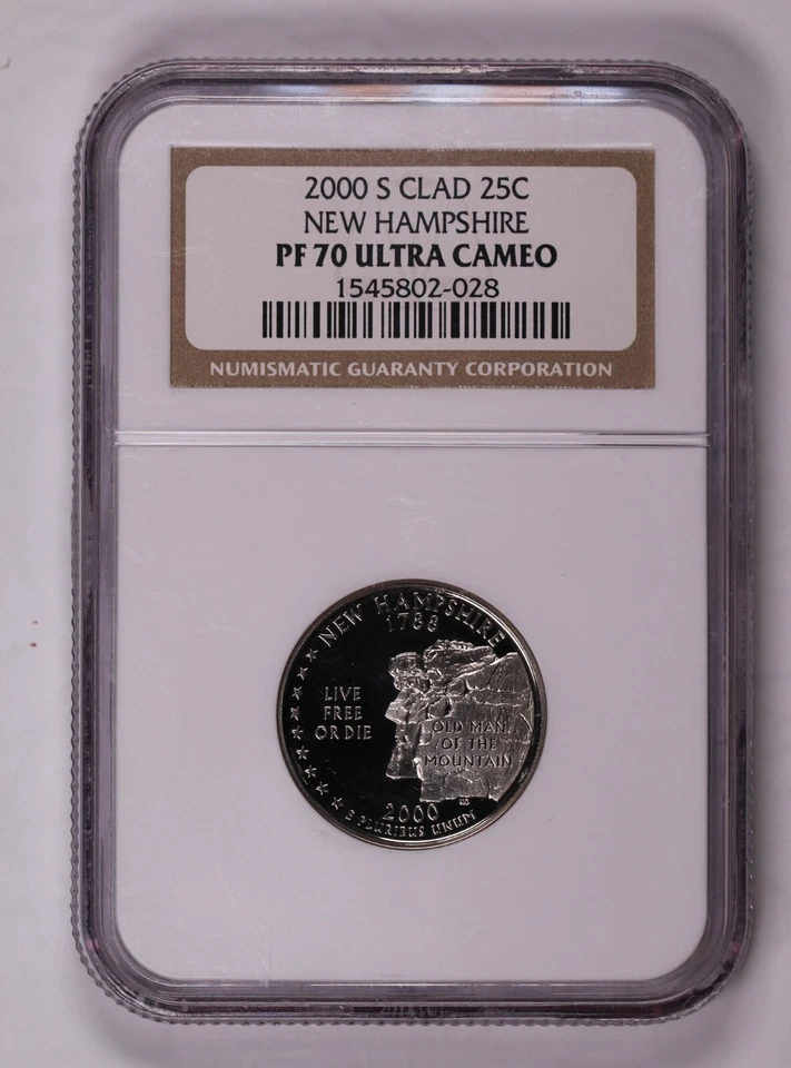2000-S New Hampshire Clad Quarter NGC PF70 Ultra Cameo ***RARE ORIGINAL COIN*** - Image 1 of 4