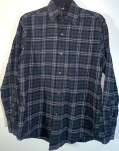 UniQlo blau grün kariert Flanell Baumwolle Kragen Button-Down L/Ärmel Hemd Top S - Bild 1 von 4