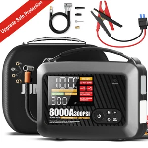 Truck Heavy Duty Jump Starter Battery Power Bank With Air Compressor SuperSafe - Picture 1 of 10