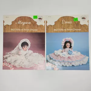 1987 Dumplin Designs Crochet Patterns 13" Bed Dolls & Sweet Dreams Megan & Emma - Imagen 1 de 10