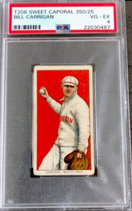 190-11 T206 Sweet Caporal Bill Carrigan 350/25 PSA 4