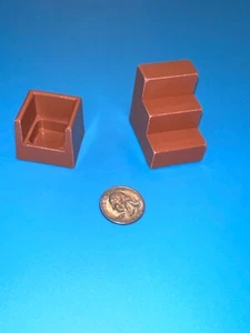 Vintage 1975 Collectible Ideal Brown Stairs & Chair Plastic Dollhouse Miniature - Picture 1 of 6