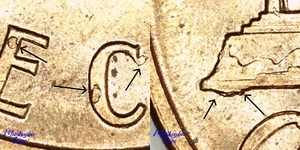 1960 D Lincoln Memorial Cent - Abnormal Reverse Die Chip - Rare Error Coin- BU - Picture 1 of 6