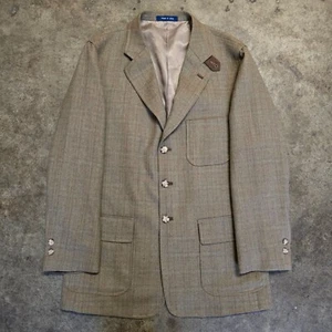 T. Harris Beige Herringbone Patch Pocket Explorers Style Blazer Adult Size 42L - Picture 1 of 18