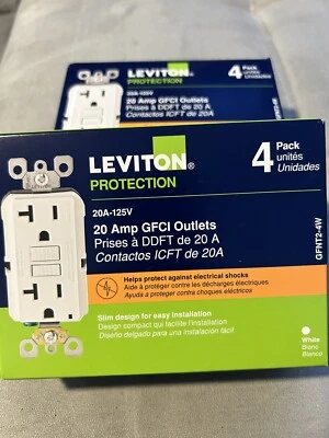 Leviton 20 Amp GFCI Outlet - 4 Pack (GFNT2-4W) - 2 Of Them - Image 1 of 2