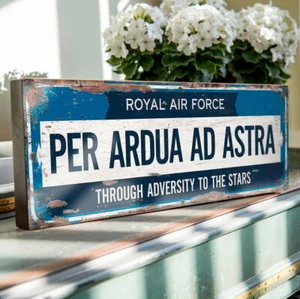Royal Air Force Commemorative Sign Per Ardua Ad Astra RAF Wooden Plaque - Picture 1 of 4
