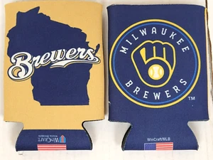 MLB Milwaukee Brewers - WISCONSIN - Can Cooler, Koozie, NEW (Set of 2) - Picture 1 of 2