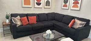 Convertible Sectional L-Shaped Sofa Couch - Dark Grey - Picture 1 of 8