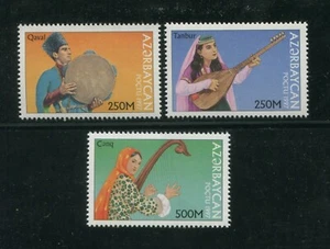 Conjunto de estampillas postales de Azerbaiyán 1997 #656-658 música tradicional Qaval Tanbur Cenq - Imagen 1 de 1