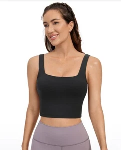 Reggiseno sportivo CRZ Yoga Butterluxe collo quadrato incorporato tank taglia Nero medio - Foto 1 di 8