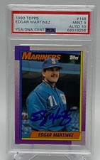 1990 Topps Edgar Martinez Autographed Rookie Card Dual PSA 9/10. POP 6. RARE!