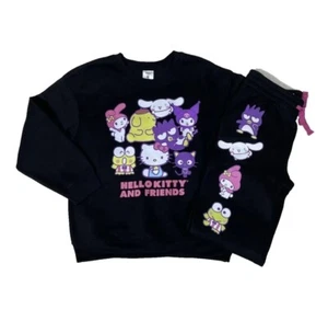 Sanrio Hello Kitty And Friends Crewneck Sweatshirt & Joggers Set Large Black - Picture 1 of 12