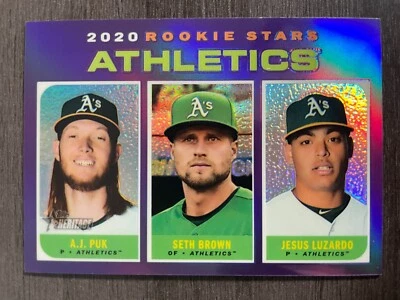 2020 Topps Heritage Chrome Jesus Luzardo Seth Brown RC #317 Purple Refractor - Image 1 of 2
