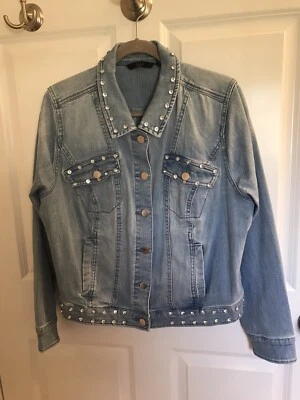 G. I.L.I  Denim Jacket With Rhinestone Trim And Pockets Sz 18W - Image 1 of 4