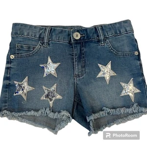 Justice Denim Shorts Size 12 Sparkly Stars - Picture 1 of 6