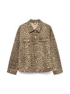 Chaqueta de mezclilla con estampado de leopardo para mujer con cierre de botones - Imagen 1 de 6