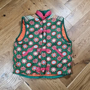 Vintage 90s OILILY Fleece Vest Peppermint Candy Spell Out Plaid Novelty Large - Bild 1 von 13