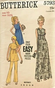 1960's VTG Butterick Misses' Maternity Dress,Pants Pattern 5793 Size 10 - Picture 1 of 2