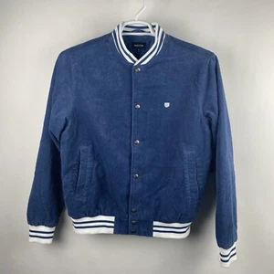 New Brixton Dillinger Bomber Jacket Unisex Small Joe Blue Corduroy Varsity Coat - Picture 1 of 20