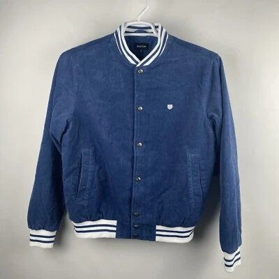 New Brixton Dillinger Bomber Jacket Unisex Small Joe Blue Corduroy Varsity Coat - Image 1 of 4