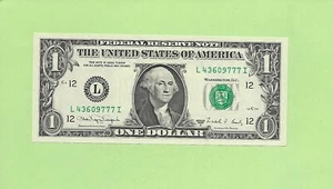 1988A ..UNCIRC $1 L 4360 9777 I .... 1988A $1 L-I NICE NOTE FRN - Picture 1 of 2