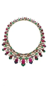 Cabochon Multi Gemstone Collar Necklace 925 Fine Silver Statement Wedding Jewel - Picture 1 of 8