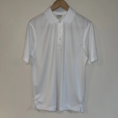 IZOD PERFORM-X 运动高尔夫衬衫男式中号短袖白色 Polo 衫 — 第 1/3 张图片