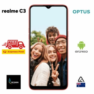 OPTUS Realme C3 - BLUE (6.5", 5000mAh, 64GB/3GB, RMX2020,) SEALED CHEAP UNLOCKED - Picture 1 of 5