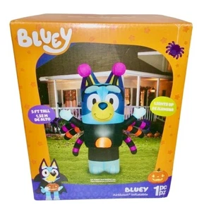 Bluey Hund im Spinnenkostüm beleuchtet Halloween luftgeblasen Garten aufblasbar 5' - Bild 1 von 6