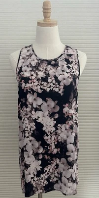 Blusa sin mangas Banana Republic para mujer lavable floral de seda marrón rosa mediana Foto 1 de 4