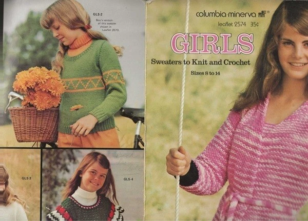 Columbia Minerva Girls Sweaters to knit and crochet sizes 8 - 14 - Image 1 of 1